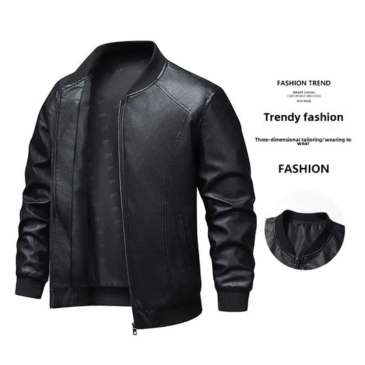 Men's Slim Fit Leather Jacket 2025 New Style Versatile Cool Fashionable PU Leather Coat Casual Streetwear