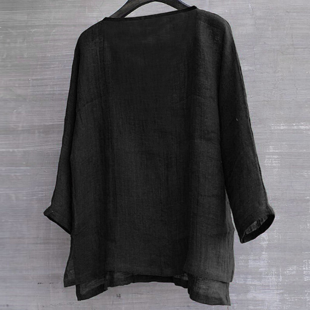 8 Colors!2023 New Linen Shirt Men Brief Breathable Comfy Solid Color Long Sleeve Loose Harajuku Casual Blouse Hawaiian Shirts