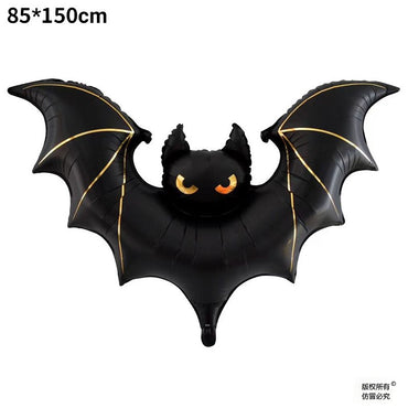 1pc Matte 59-Inch Extra Large Bat Halloween Balloon - Realistic Black & Gray Aluminum Foil Balloon , Halloween Decorations