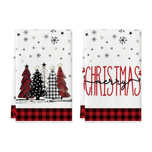 2/4pcs Merry Christmas towels Snowman Snowflake Christmas tree pattern Kitchen cleaning towels Dishwashing towels Hand towels