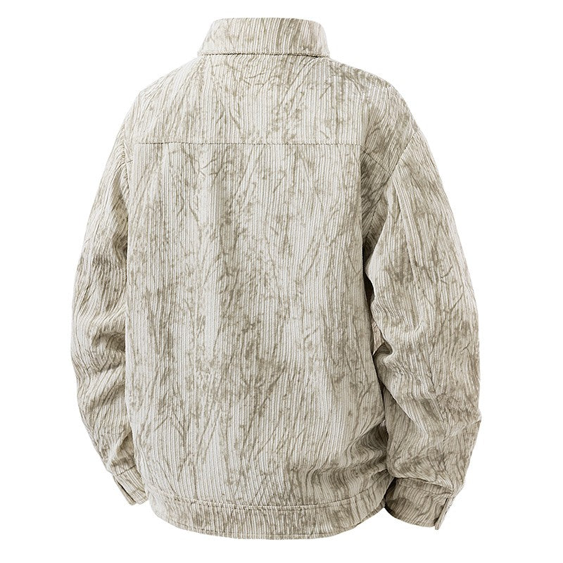 Jaqueta corta-vento, moderna, casual, versátil, casaco comprido, tie-dye, jaqueta de pesca, jaqueta de voo americana retrô, jaqueta jovem