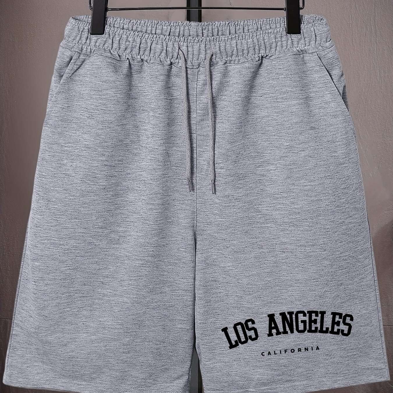 Los Angeles' Print Men's Loose Large Drawstring Casual Minimalist Shorts  Streettshirt Individual Casual Clothes