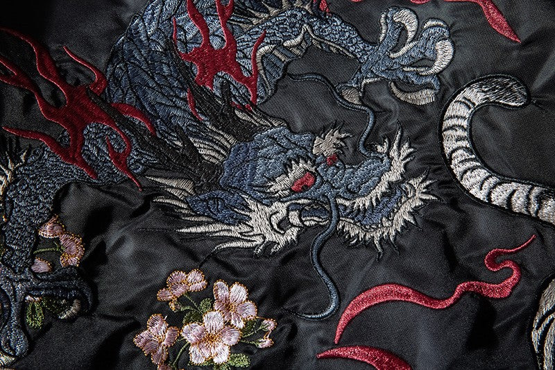Embroidery Mens Bomber Jacket Dragon Tiger Autumn Winter Pilot Jacket Men Hip Hop Japanese Baseball Youth Jacket Streetwear Male