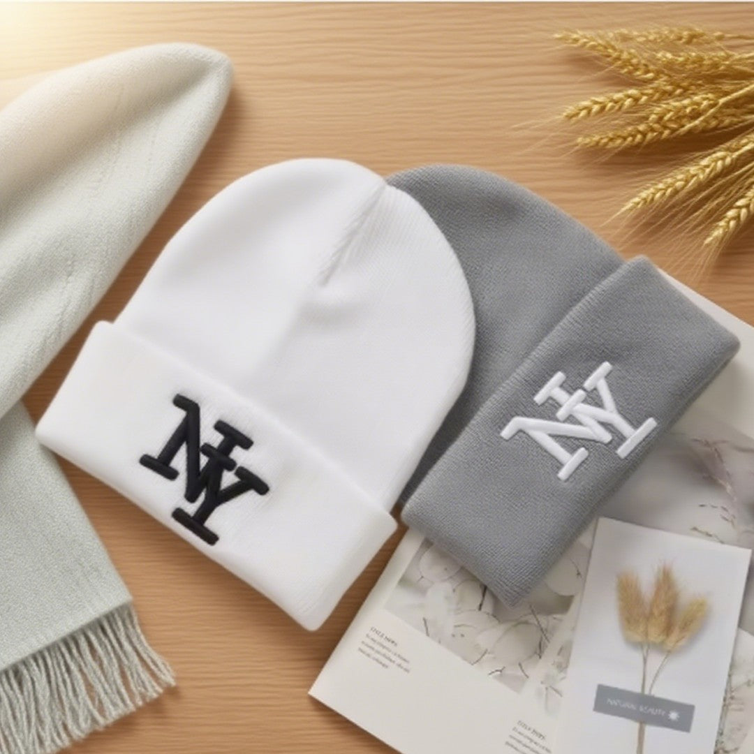 1/2 peças Gorros de inverno para homens, chapéus de tricô com bordado 3D para mulheres, chapéus quentes para atividades ao ar livre, boné esportivo e casual