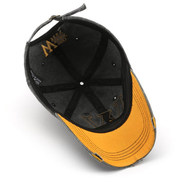 Vintage Washed Cotton Baseball Cap Letter W Embroidery Adjustable Unisex Cotton Sun Hat for Men Women Casual Fashion Streetwear