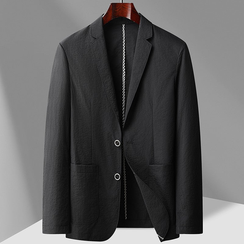 Summer thin suit men's jacket fashion handsome casual high-grade sense of light luxury suit jacket single west sun-protective cl