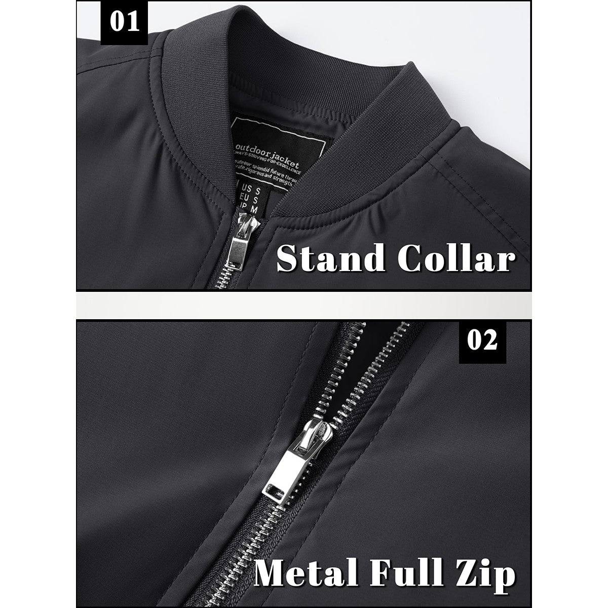 TACVASEN Men's Bomber Jacket Summer Autumn Thin Lightweight Casual Windbreaker Multi-pockets Full Zip Up Varsity Baseball Jacket