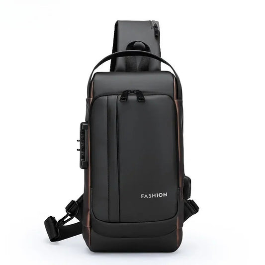 Large Capacity Multifunction Shoulder Crossbody Bag Messenger Chest Sling Travel Pack for Male Men Usb Waterproof Sports Running