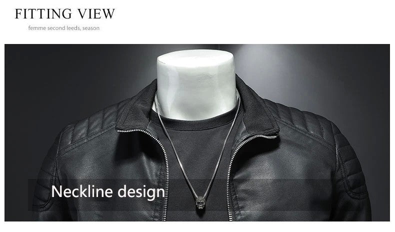 Men standing collar Jacke, leather motorcycle jacket men,bomber leather coat?fashion trend personalized leather winter clothing