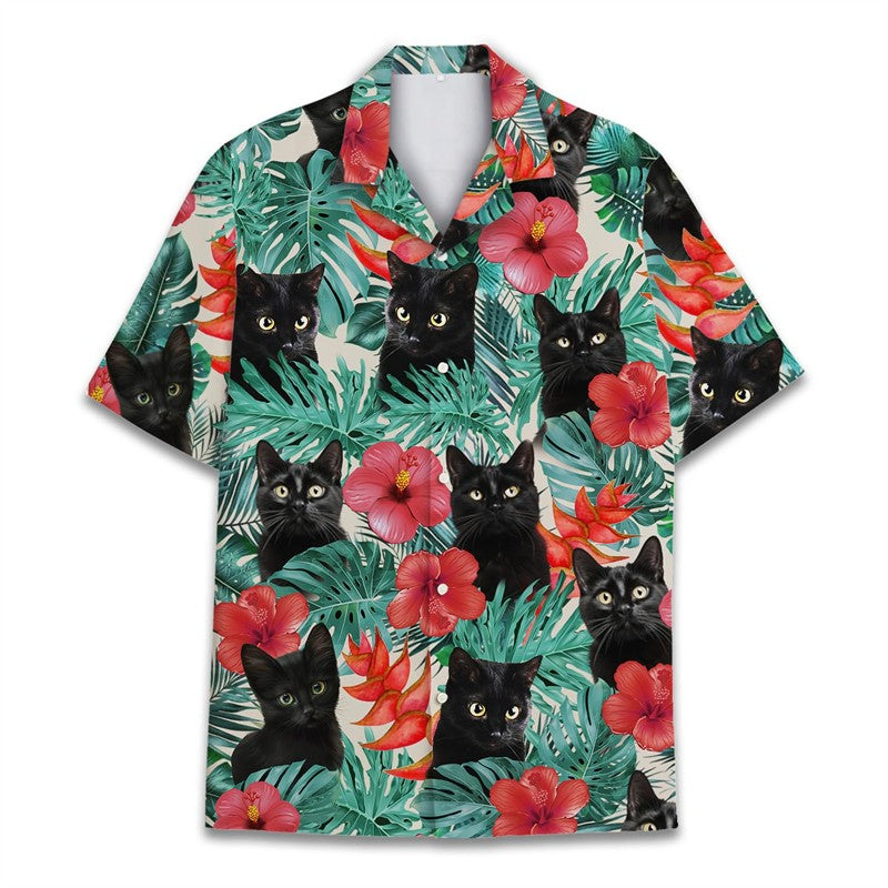 Funny Raccoon 3D Print Shirts For Men Hawaiian Casual Short Sleeve Lapel Blouse