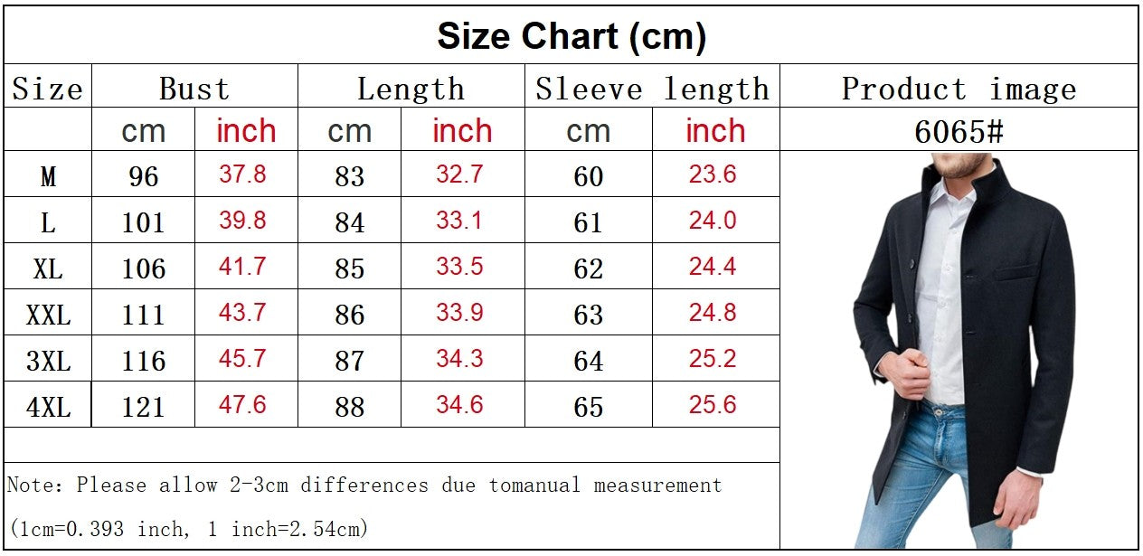 Elegant Jackets Man Single Breasted Man's Janket Solid Wool Blends Mid-length Trench Coat Long Men's Coat