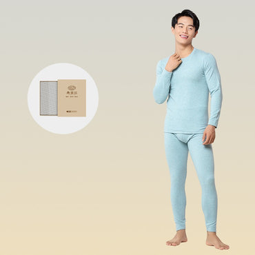 6760 Autumn Winter Keep Warm Slim Underwear Tops Pants For Men Good Quality Mulberry Silk Fleece Thicken Simple Male Sets Gift