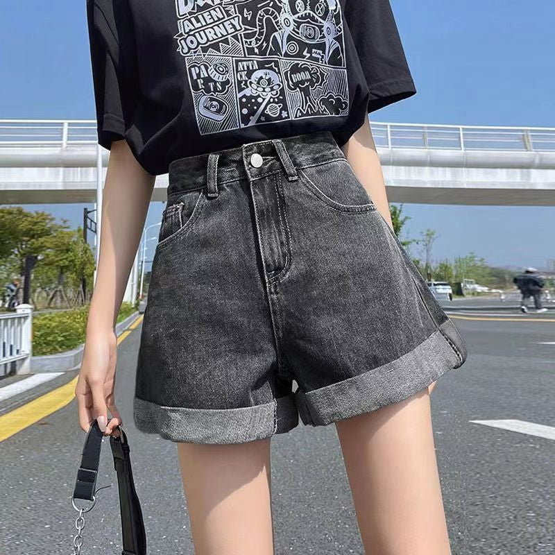 High Quality Street Y2K Retro Denim Shorts Shinjuku Hip Hop Pocket Loose Denim Shorts For Men and Women In Summer Gothic Shorts