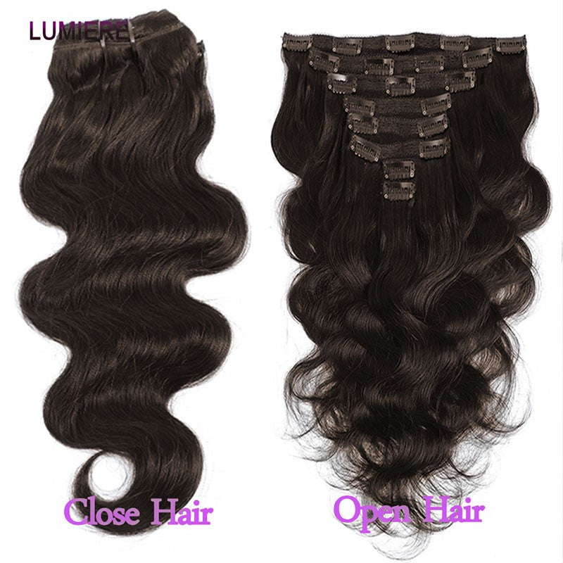 #2 Chocolate Brown Clip in Hair Extensions Real Human Hair Clip ins Double Weft Body Wave Clip ins for Women 8pcs 10-26 Inches