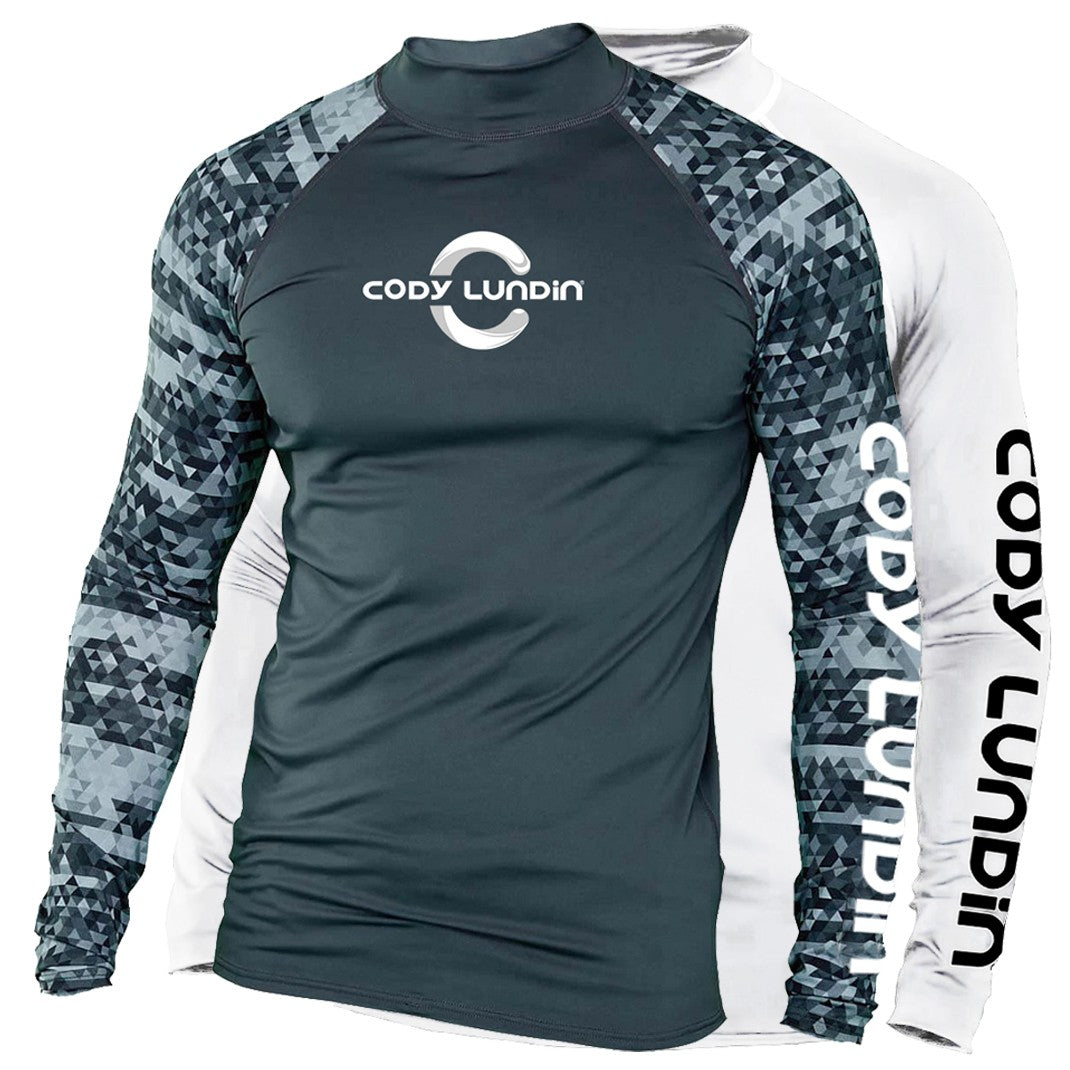 Surfing Long Sleeve Men's Shirts Sun Protection Upf 50+ Rash Guard Camiseta Surf Mock-Neck Swimwear Diving Performance Clothing