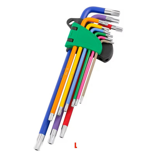 9pcs star wrench, chrome vanadium steel, L-shaped key with hole, precision screwdriver kit, suitable for car maintenance