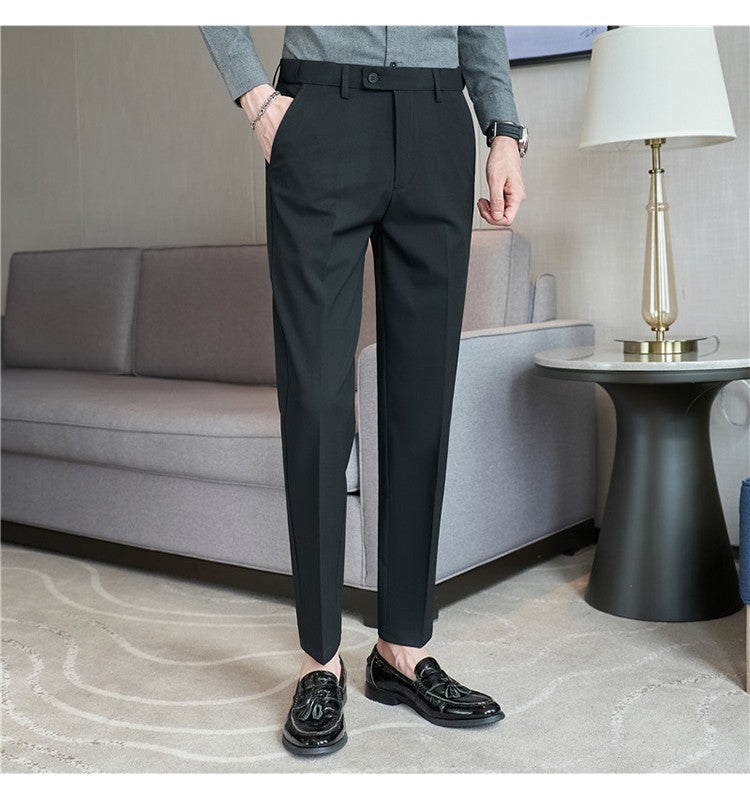 Men Suit Pant Autumn Elastic Waist Solid Slim Fit Dress Pants Business Casual Office Social Trouser Plus Size 40 38 Men Clothing