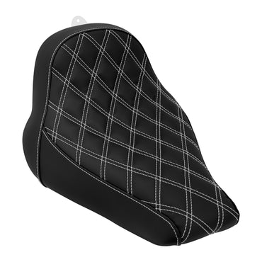 Motorcycle Driver Solo Seat Low Profile Leather Diamond Cushion Seat For Harley For Softail Fat Boy Breakout FLSTF FXBRS 18-23