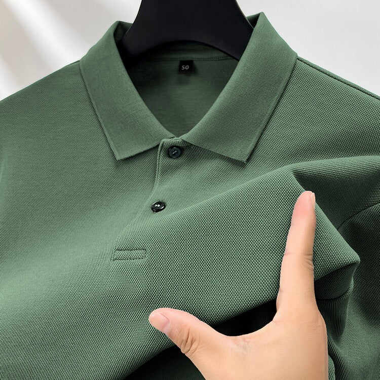 Durable 100% Cotton Men Polo Shirt,Autumn Leisure Long Sleeve, Breathable Lapels T-shirt, 16 Colors, Perfect for Golf and Sports