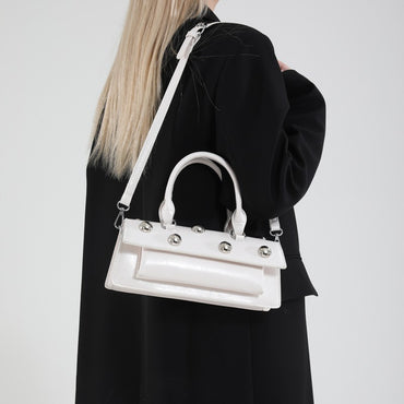 LEFTSIDE Retro Small Rivets PU Leather Shoulder Bag for Women 2025 Trend Y2K Luxury Handbags and Purses Females Crossbody Bags