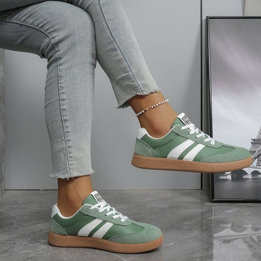 Lightweight Comfortable Sneakers for Women Fashion Striped Lace Up Sports Shoes Woman Casual Breathable Green Sneakers Plus Size