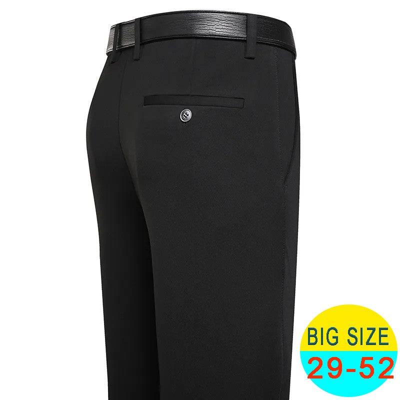 Spring Summer Men's Casual Pants Stretchy Suit Pants Formal Business Trousers Plus Size 46 48 Classic Navy Blue Trousers