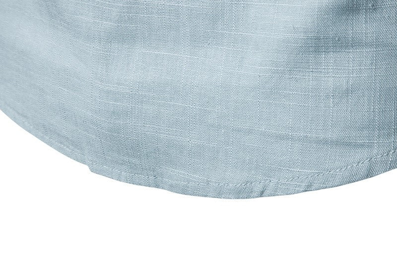 Euro Size Mens Linen Shirts Long Sleeve Button Down Solid Loose 2024 Spring Autumn Dress Henley Shirts Fashion Male Clothes