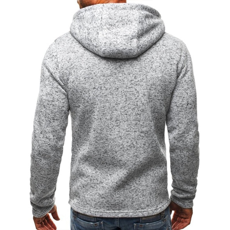 Men's Hoodie with Side Zipper Pockets Thin Wool Solid Color Casual Outdoor Hooded Tracksuit Long Sleeves Slim Hooded Jacket