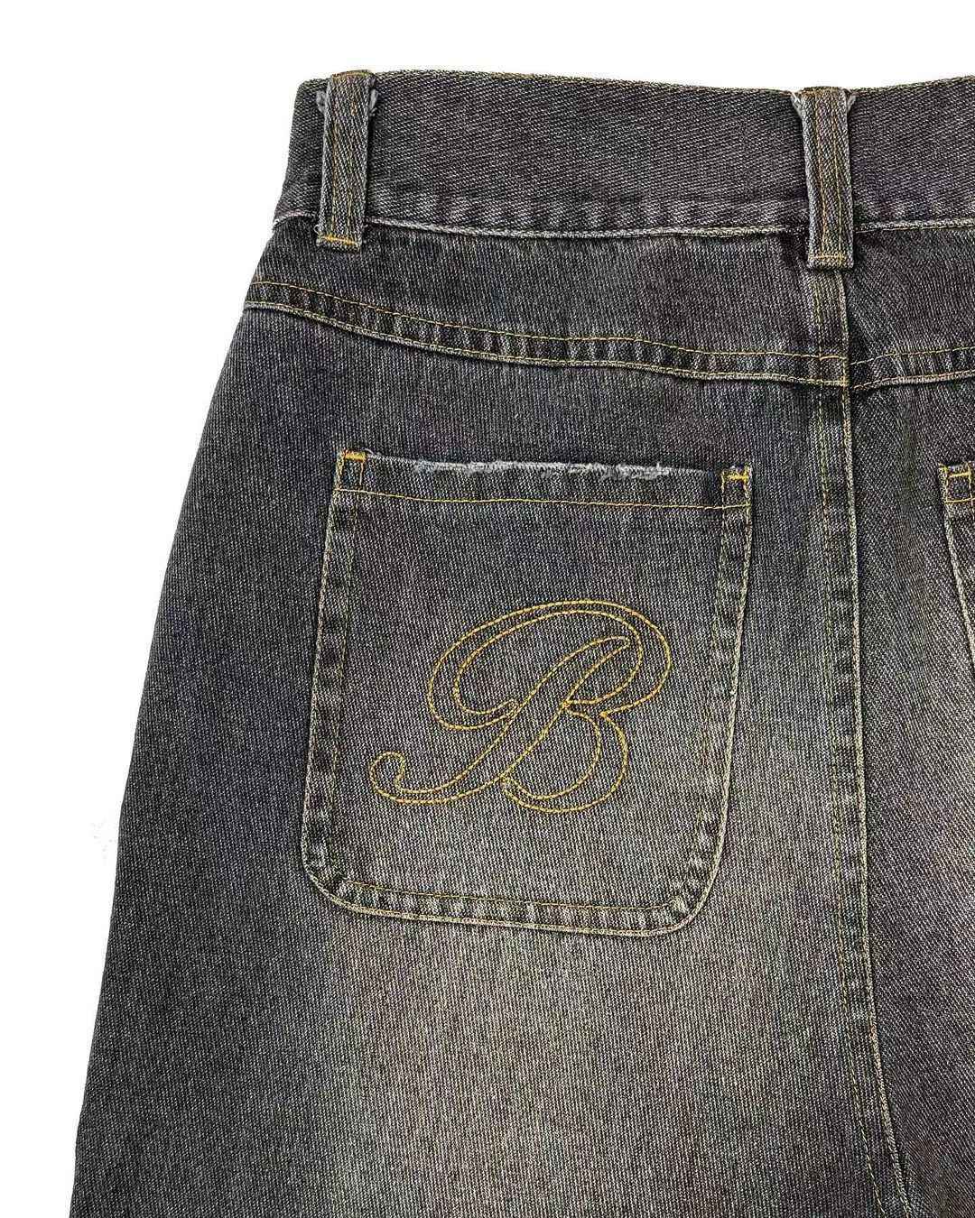 Bottega Desires Trend Men's Fried Street Loose Five-point Pants Fashion Trendy Brand Retro Y2k Letter Denim Shorts Baggy Jeans