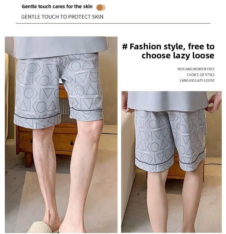 Summer Men's Loose Fit Short Pants Thin Cotton Sporty Comfortable Five-Point Home Leisure Pants Outerwear Big Size Sleepwear