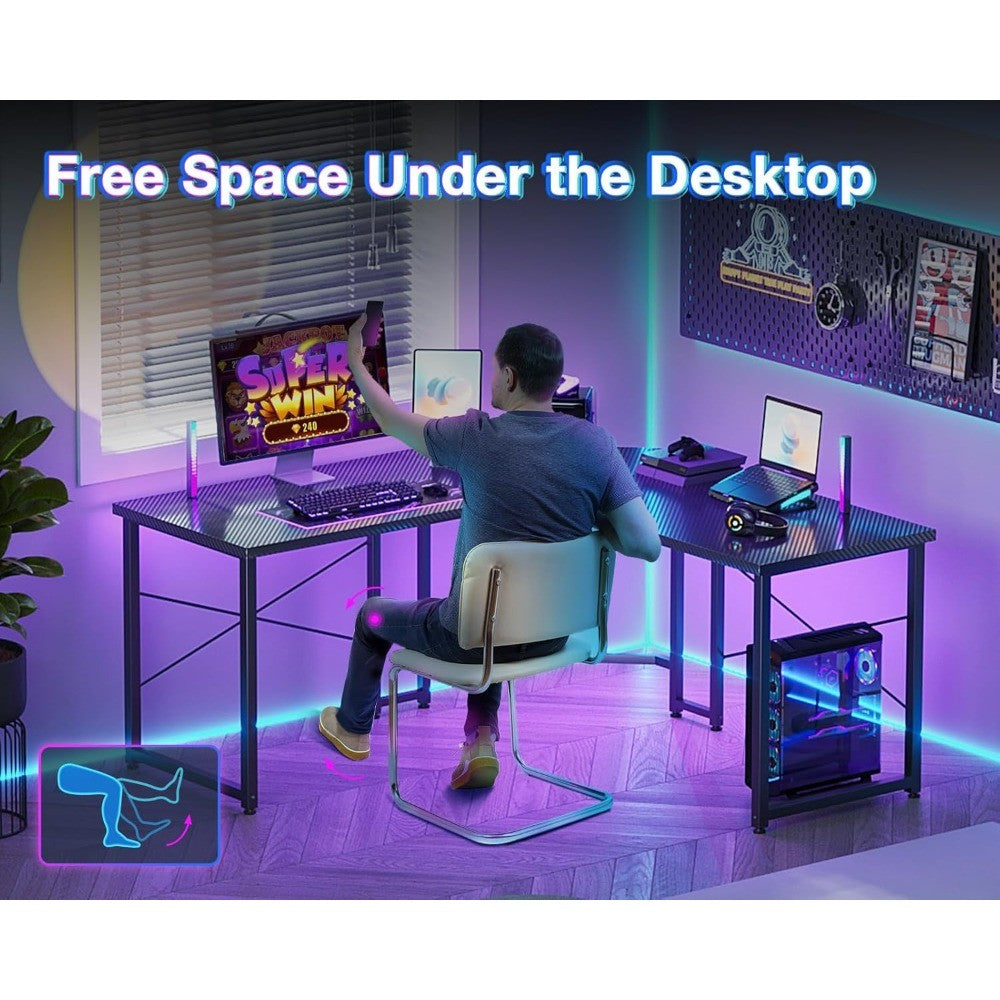 L-Shaped Gaming Desk: Corner Computer Desk for Home Office, Durable Small Space Workstation