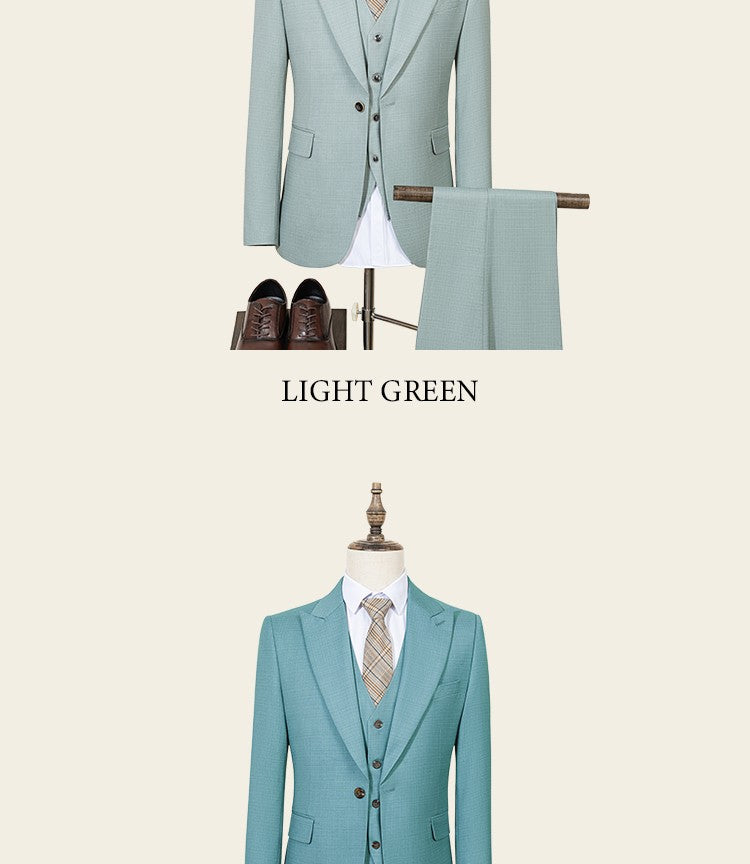 ST Cassy High Quality Men's Suit Summer thin Green Slim Fit Formal Business Office Men's Suits?jacket+Vest+Pants?