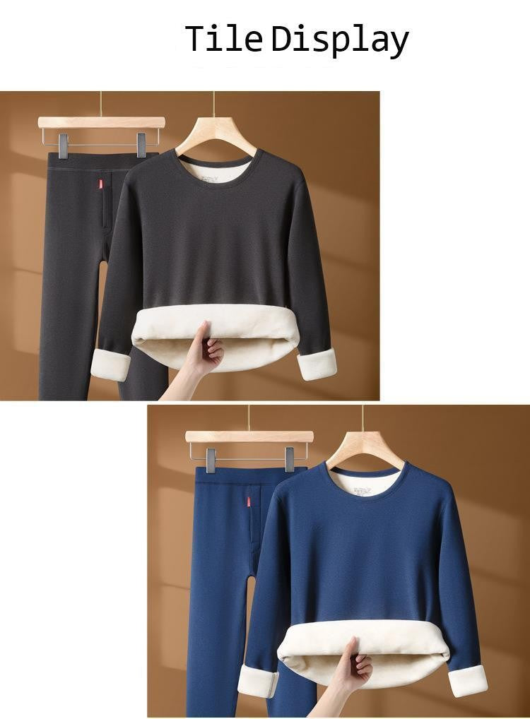 Winter Thermal Underwear Set For Men And Women Thick Velvet Lining Suitable For Wearing Cold Warm Underwear's Top And Bottoms