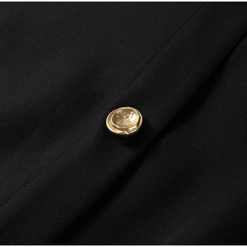 Elegant Midi Dress Woman O-neck Single Breasted Sleeveless Pocket Dresses Female