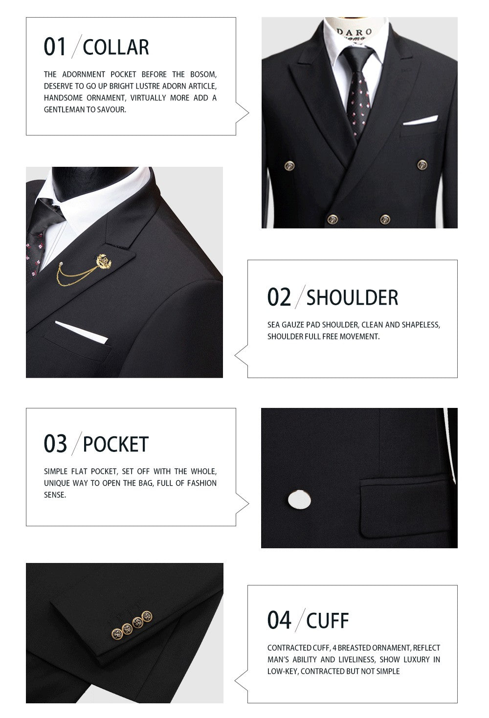 DAROuomo 2025 Men Suit Slim Fit Formal Business Work Wear Suits 2Pcs Set (Jacket+Pants)DR8211