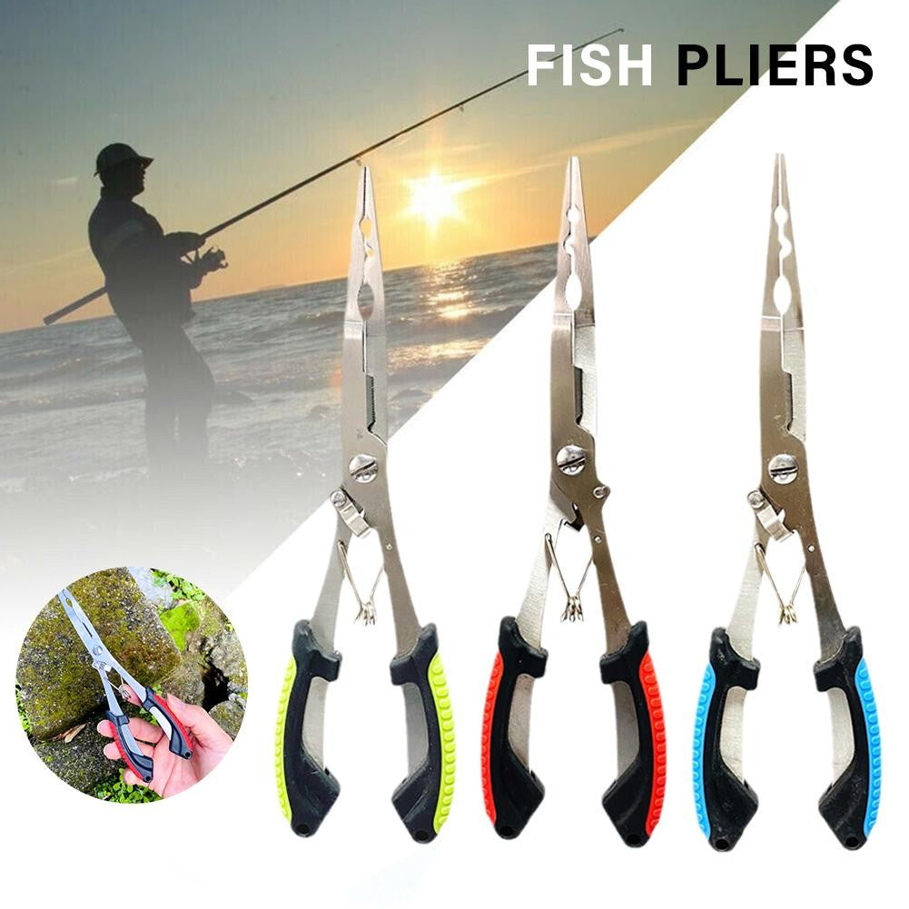 Alicate Luya Multifuncional de Aço Inoxidável Alicate de Pesca Acessórios de Pesca Alicate de Boca de Peixe Gancho Com Cabo de Borracha
