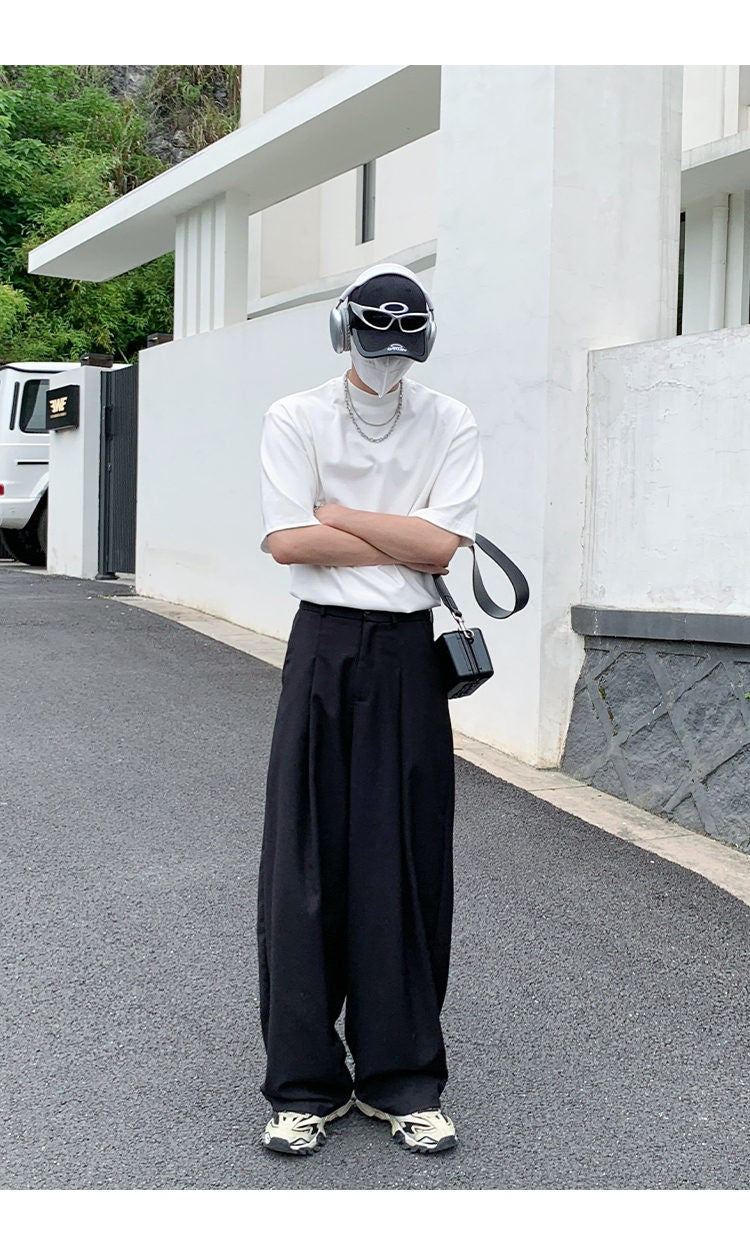 Oversized Black Suit Pants Men Fashion Social Mens Dress Pants Korean Loose Wide Leg Pants Mens Office Formal Trousers M-3XL