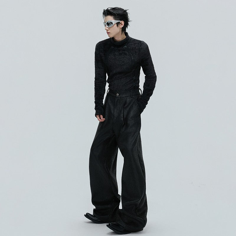 LUZHEN Fashion Original Metal Color Wide Leg Casual Pants Men 2025 New Luxury Solid Color High Quality Handsome Trousers JY4784