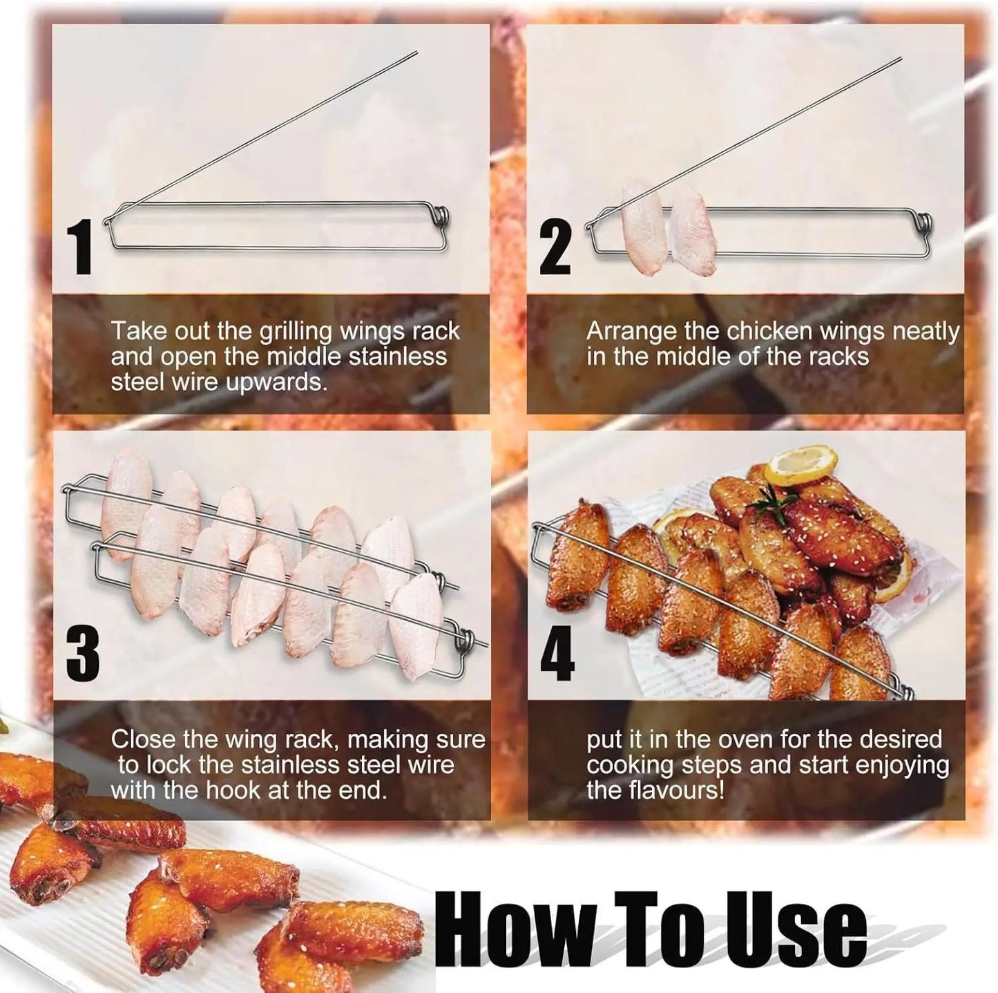 New Product Wingrailsgrilling Outdoor Barbecue Fork Chicken Wing Grill BBQ Barbecue Tools