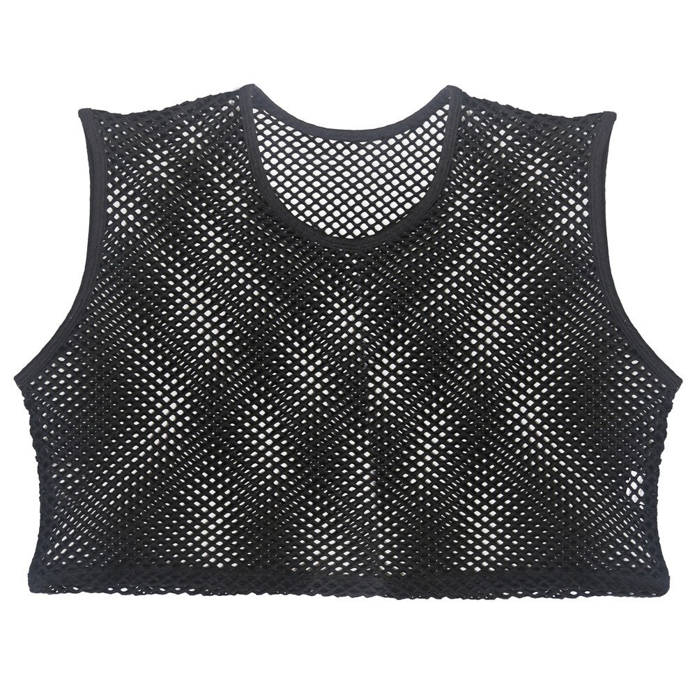 Mens Transparent Fishnet Crop Top Sexy Mesh Hollow Out Tank Tops Gym Fitness Sleeveless Undershirts T-shirts Nightclub Mini Vest