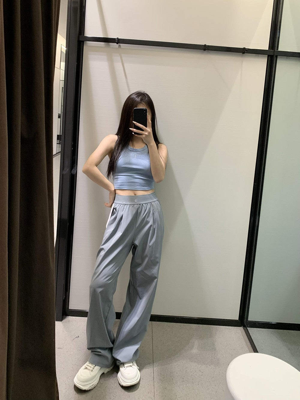 Calças retas femininas de secagem rápida calças de moletom de perna larga preto azul sólido fitness yoga esportes corredores