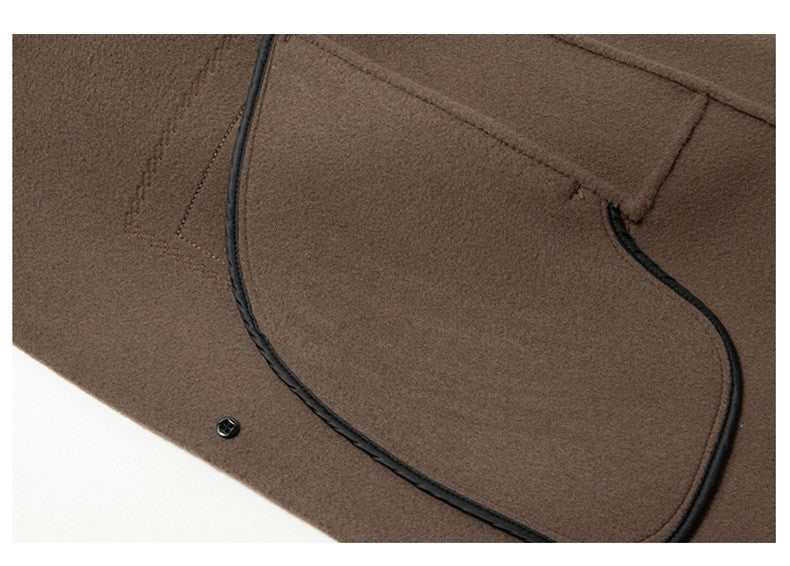 Men's 100% Wool Blend Overcoat - British-Inspired Mid-Length Trench Coat for All-Weather Smart Casual Wear