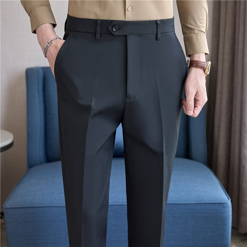 Men Suit Pants 2025 Elastic Slim Fit Formal Dress Pants Solid Casual White Trousers Pantalon Homme Wedding Party Men Clothing