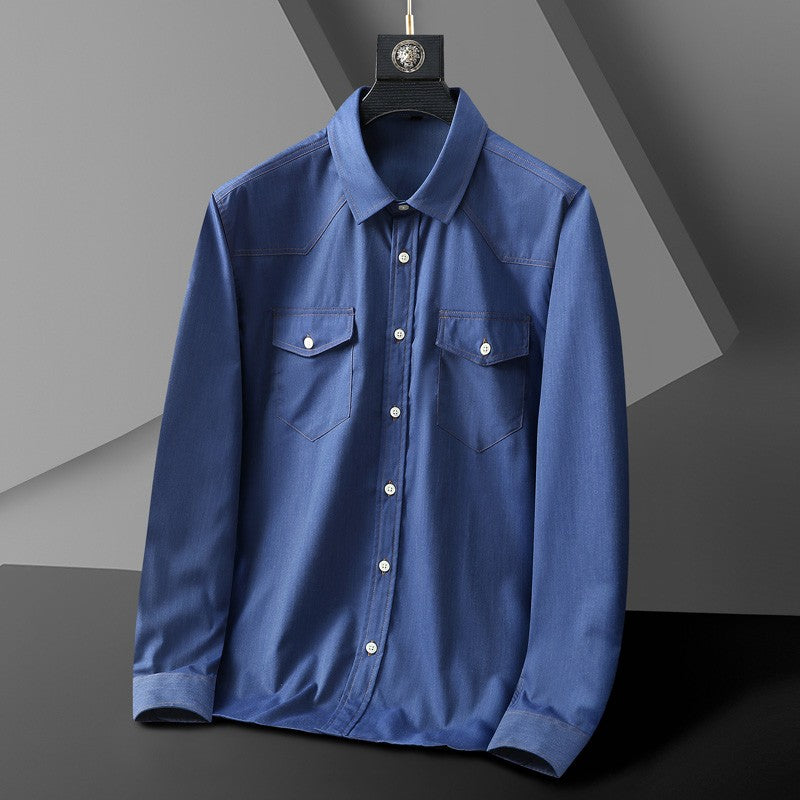 Men Shirt Denim Oversize 6XL 7XL 8XL 10XL Plus Size Fashion Casual Cowboy Blue Pockets Loose Long Sleeve Cotton High Quality