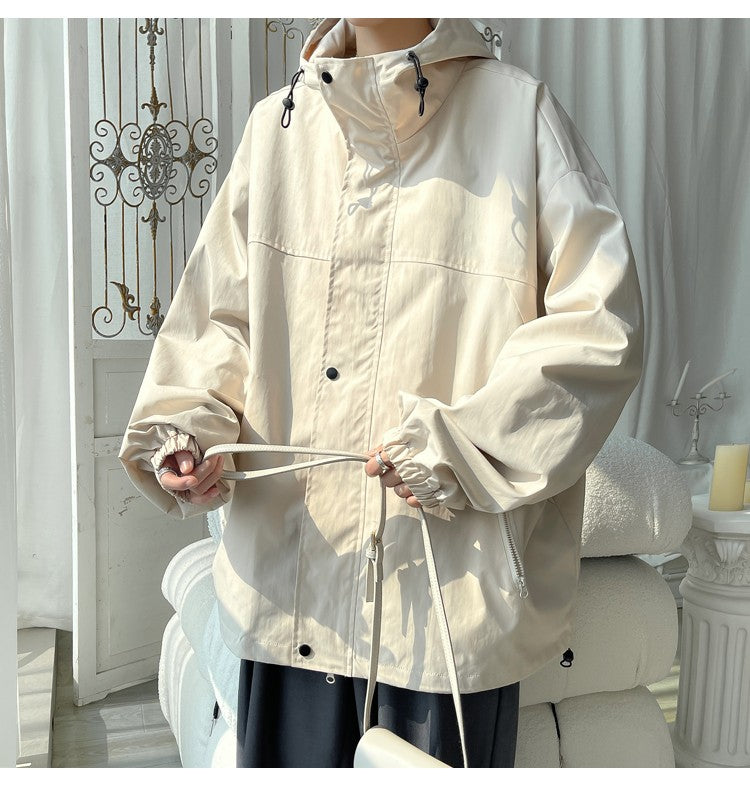 2024 Men Hooded Jacket Men Bomber Jacket Mens Windbreakers Zipper Coats Spring Autumn Loose Cargo Jacket Men Casual Sportswear