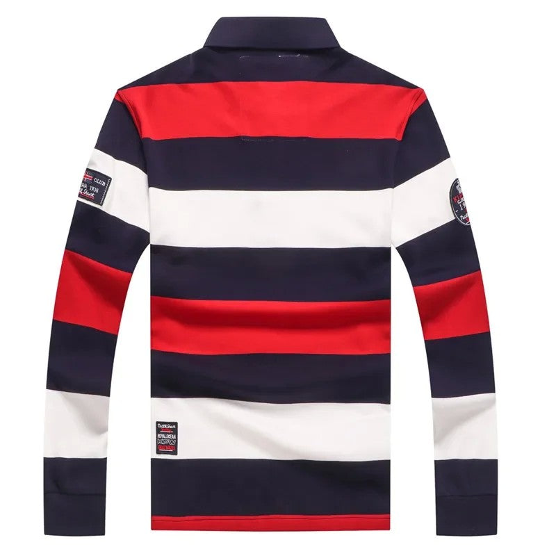 TACE&SHARK Brand 2018 New Style Fashion Shark Long Sleeve Polo Men Stripe Camisa Masculina Polo Clothing Casual Business Homme