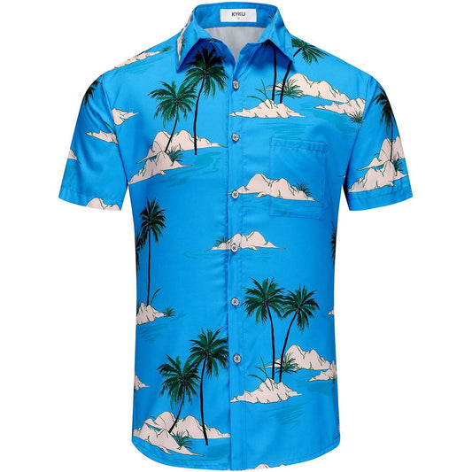 KYKU Hawaiian Mens Shirts Casual: Beach Vacation Tropical Mens Button Down Short Sleeve Shirt with Pocket