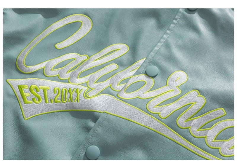 PU Leather Varsity Bomber Jacket Embroidery Pilot Baseball Jacket Men Hip-Hop Streetwear Women 2024 New Harajuku Loose Coats