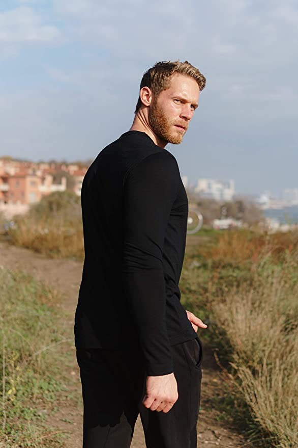 Men's 100% Merino Wool Base Layer 240G Shirt Thermal Top Warm Wicking Breathable Anti-Odor Underwear Warm Base Layer Clothing