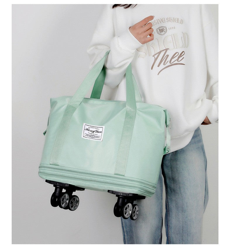 Universal Wheel Expandable Luggage Large Capacity Lightweight Travel Fitness Bag with Dry And Wet Separation Storage